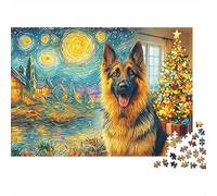 Berger Allemand Puzzle 1000 Pièces - Puzzle Cozy Soir D’Hiver, Carton Premium, Challenge en Duo, Poster pour Déco, 70x50cm/1000pcs