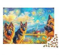 Berger Allemand Puzzle 1000 Pièces - Puzzle Cozy Soir D’Hiver, Carton Premium, Challenge en Duo, Poster pour Déco, 52x38cm/1000pcs