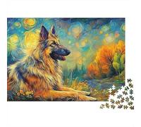Berger Allemand Puzzle 1000 Pièces - Puzzle Cozy Soir D’Hiver, Carton Premium, Challenge en Duo, Poster pour Déco, 70x50cm/1000pcs