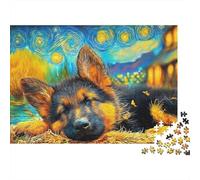 Berger Allemand Puzzle 1000 Pièces - Puzzle Cozy Soir D’Hiver, Carton Premium, Challenge en Duo, Poster pour Déco, 70x50cm/1000pcs