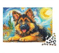 Berger Allemand Puzzle 1000 Pièces - Puzzle Cozy Soir D’Hiver, Carton Premium, Challenge en Duo, Poster pour Déco, 38x26cm/1000pcs
