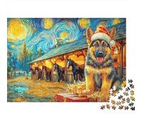 Berger Allemand Puzzle 1000 Pièces - Puzzle Cozy Soir D’Hiver, Carton Premium, Challenge en Duo, Poster pour Déco, 70x50cm/1000pcs