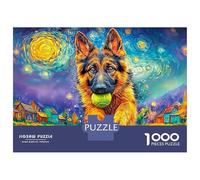 Berger Allemand Puzzle en Carton Épais 1000 Pièces pour Adultes, Animal de Compagnie Chien, Détente, Cadeau Amusant, Activité, Belle Décoration Maison 70x50cm/1000pcs