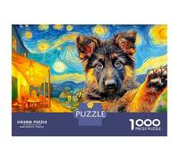 Berger Allemand Puzzle Nuit étoilée 1000 Pièces Papier Épais pour Amateurs Facile À Assembler Loisir Créatif Cadeau D’Anniversaire Challenge Difficile 70x50cm/1000pcs