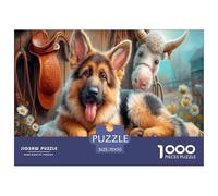 Berger Allemand Puzzles 1000 Pieces Cadeau Unique Ranch Barn Défi Jouet À De Qualité Supérieure Peinture Art pour Adultes Et Enfants À Partir De 14 Ans 70x50cm/1000pcs