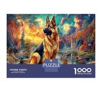 Berger Allemand Puzzles 1000 Pièces Rive de rivière en Automne pour Couples Anti-Stress Divertissement Familial Cadeau De Noël 52x38cm/1000pcs