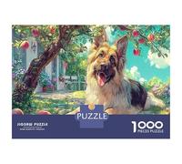Berger Allemand sous Pommier Jigsaw, 1000 Pièces Jeux Éducatifs, Pet Décoration De Maison, Puzzle Défiant, Idéal en Cadeau 52x38cm/1000pcs