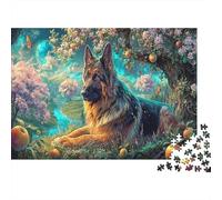 Berger Allemand sous Pommier Puzzles 1000pcs Jigsaw Puzzle Pet for Teenagers Jeu Stimulant Décoration De Salon 38x26cm/1000pcs
