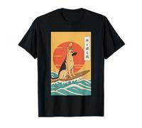 Berger Allemand Surfant Japonais Grande Vague Kanagawa T-Shirt