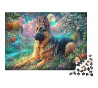 Berger Allemand Verger Puzzle 1000 Pièces Papier pour Adultes Vue Nocturne Jeu de Puzzle 1000 Pièces Détente Attention Décor Maison Cadeau 38x26cm/1000pcs