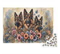 Berger allemandPuzzles 1000 Pièces Complet Aquarelle Vintage pour Seniors Relaxation Mentale Amusement par Temps De Pluie 70x50cm/1000pcs