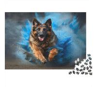 Berger allemands Puzzle 1000 Pieces Cadeau Unique Blue Smoke Jeu Éducatif Défi Jouet À De Qualité Supérieure Peinture Art pour Adultes Et Enfants À Partir De 14 Ans 1000pcs (75x50cm)