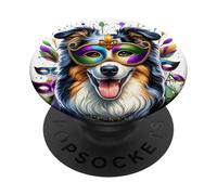 Berger américain Miniature Mardi Gras PopSockets PopGrip Adhésif