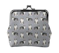 Berger Australien Bleu Merle Gris Simple,Porte-Monnaie en Cuir PU, Petit Portefeuille, Pochette à Monnaie avec Fermoir Baiser