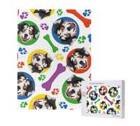 Berger Australien coloré et Joueur,Puzzle Familial en Bois de 500 pièces pour Adultes et Adolescents