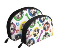 Berger Australien Coloré Et Joueur, Trousse de Maquillage Coquille Femme Petit Porte-Monnaie Trousse de Toilette Trousse à cosmétiques 2 pièces
