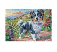 Berger Australien dans Le vignoble 300 Pièces Puzzle Adolescent en Carton sans Déformation Difficulté Moyenne Activité Éducative Cadeau Noël Pas Cher Petit Prix 300 PCS