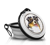 Berger Australien - Gamelle Pliable et Portable en Silicone pour Chien avec Mousqueton pour Les déplacements, Pratique, légère et Unique.