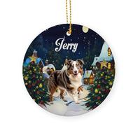 Berger Australien Merle Céramique Ornements De Noël, avec Ficelle Céramique À Suspendre 7.3Cm Décoration De Noël en Porcelaine