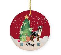 Berger Australien Merle Céramique Ornements De Noël, avec Ficelle Ornement pour Sapin 7.3Cm Ornement Noel