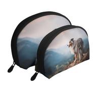Berger Australien Montagnes Aussie Animaux Chiens, Trousse de Maquillage Coquille Femme Petit Porte-Monnaie Trousse de Toilette Trousse à cosmétiques 2 pièces