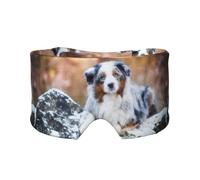 Berger Australien Neige Hiver Beaux Chiens,Masque pour les yeux bloquant la lumière Cache-yeux et cache-oreilles pour le sommeil