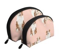 Berger Australien Rouge Merle Chien Simple Rose, Trousse de Maquillage Coquille Femme Petit Porte-Monnaie Trousse de Toilette Trousse à cosmétiques 2 pièces