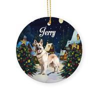 Berger Blanc Allemand Céramique Ornements De Noël, avec Ficelle Ornement pour Sapin 7.3Cm Décoration Sapin De Noel