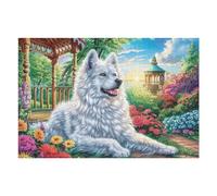 Berger blanc forêt de fleurs animal de compagnie mignon faune sauvage nature sauvage belle Puzzles 1000 Pièces Pour Adultes Educa Jeu De Famille Premium 3D Qualité Supérieure Décoration Murale Challen