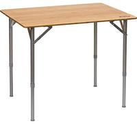 Berger Carry Table Pliante de Camping, Plateau en Bambou, Cadre en Aluminium, 80 x 60 cm, Argent, Marron Clair
