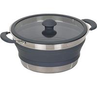 BERGER Casserole pliable pratique de 35 l Pot de camping entièrement pliable Fond en acier inoxydable et silicone Avec couvercle Pour l'extérieur et le camping Poids léger pour gaz et électrique