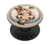 Berger Chien chillt avec Panier pour Chien + Nourriture Pendant Le Sommeil PopSockets PopGrip Adhésif
