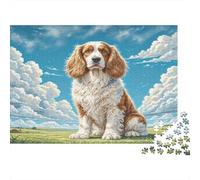 Berger Mioritic roumain Papier Lourd Cocker Spaniel dans Un Champ herbeux avec des Nuages Puzzle pour Seniors Cadeau Secret Santa Relaxant 52x38cm/1000 pièces