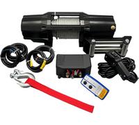 Berger & Schröter Treuil électrique professionnel 12 V, 2727 kg, 2,57 kW avec câble en acier, treuil moteur tout-terrain, pour quads, ATV, UTV, voiture, 6000 lb avec télécommande radio