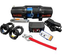 Berger & Schröter Treuil électrique professionnel 12 V, 2727 kg, force de traction 5454 kg avec poulie, moteur 3,5 CV 2,57 kW, câble synthétique de 15 m de diamètre 6,3 mm, treuil électrique