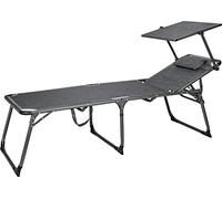 BERGER Slimline Chaise de jardin à trois pieds, pliable, avec dossier réglable, toit pare-soleil et coussin, légère, stable, charge maximale : 150 kg, idéale pour balcon, plage et camping