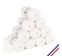 Bergère de France - 100% COTON BIO lot de 10 pelotes de laine à tricoter et crochet (10 x 50g) - 100% Coton biologique - 3 mm - Fabrication Française - Fil rond pour l’été - Blanc (Blanc)