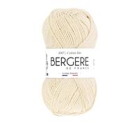 Bergère de France - 100% COTON BIO pelote de laine à tricoter et crochet (50g) - 100% Coton biologique - 3 mm - Fabrication Française - Fil rond pour l’été - Beige (Ecru)
