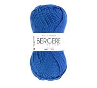 Bergère de France - 100% COTON BIO pelote de laine à tricoter et crochet (50g) - 100% Coton biologique - 3 mm - Fabrication Française - Fil rond pour l’été - Bleu (Royal)