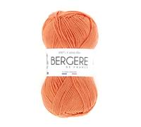 Bergère de France - 100% COTON BIO pelote de laine à tricoter et crochet (50g) - 100% Coton biologique - 3 mm - Fabrication Française - Fil rond pour l’été - Orange (Saumon)