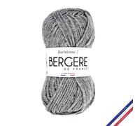 Bergère de France - BARISIENNE 7 pelote de laine à tricoter et crochet (50g) - 100% Acrylique - 6,5 mm - Fabrication Française - Gros Fil Rond, très Doux - Gris (MENHIR)