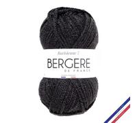 Bergère de France - BARISIENNE 7 pelote de laine à tricoter et crochet (50g) - 100% Acrylique - 6,5 mm - Fabrication Française - Gros Fil Rond, très Doux - Noir (TOUCAN)