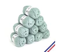 Bergère de France - BARISIENNE, lot de 10 pelotes de laine à tricoter et au crochet (10 x 50g) - 100% Acrylique - 4 mm - Fabrication Française - Fil Rond, très Doux - Bleu (BAMBOU)