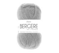 Bergère de France - FLOCON pelote de laine à tricoter et crochet (50g) - 56% de laine peignée - 5 mm - Fabrication Française - Fil duveteux et vaporeux - Gris (MASTIC)