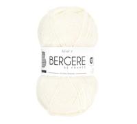 Bergère de France - IDÉALE 4 - Pelote de laine à tricoter et au crochet (50g) - 50% Laine - 4 mm - Fabrication Française - Fil infeutrable pour toute la famille - Blanc (ECRU)