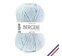 BERGÈRE DE FRANCE - Pelote ALASKA 100 - Fil Laine à tricoter, 50% de laine peignée - Gros fil rond infeutrable 6 mm - Fabrication française - Couleur bleu, AZURIN