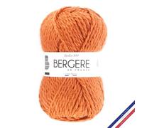 BERGÈRE DE FRANCE - Pelote ALASKA 100 - Fil Laine à tricoter, 50% de laine peignée - Gros fil rond infeutrable 6 mm - Fabrication française - Couleur orange, CUIVRE