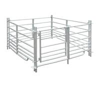 Bergerie enclos 4 panneaux acier galvanisé 137 x 137 x 92 cm avec porte serrure pour élevage bétail ovins caprins porcs volaille poules lapins ferme agricole pâturage