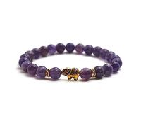 BERGERLIN Bracelet Améthyste avec de véritables perles de pierre naturelle et un éléphant