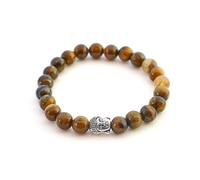 BERGERLIN Bracelet Bouddha avec de véritables perles en pierre naturelle ou en pierre de lave de 8mm - Bracelet en pierre naturelle avec certificat d'authenticité